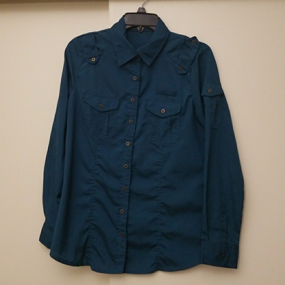 Dark Teal Long Sleeve Button Up